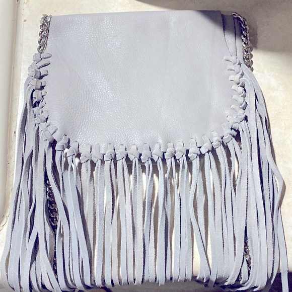 ZARA  Boho fringed leather shoulder bag - Picture 4 of 8